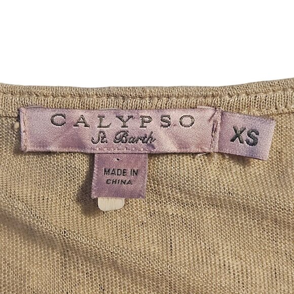 Calypso St. Barth Women Linen Kaftan Beige XS Resort Quiet Luxury Minimalist Bea - Picture 5 of 11